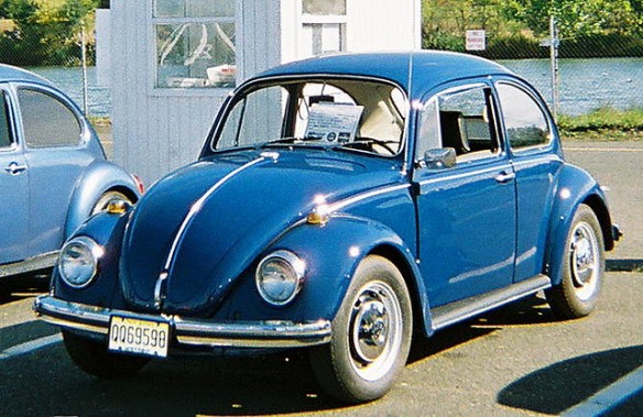 Volkswagen Beetle 1969. It was of this same color in the interiors, that's from where you could tell its original color, since it's outer body was mostly rusted.